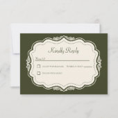 Eleganter Vintage-Waldgrüner QR-Code RSVP Karte (Vorderseite)