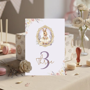 Eleganter Vintage-Wasserfarben-Hasen-Geburtstag Tischnummer