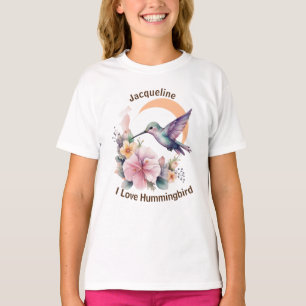 Eleganter Vintage-Wasserfarben-Kolibri personalisi T-Shirt