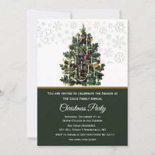 Eleganter Vintage-Weihnachtsbaum-Feiertags-Party  Einladung