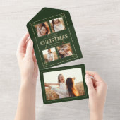 Eleganter Vintage-Weihnachtsstil 4-Foto All In One Einladung (Abreißen)