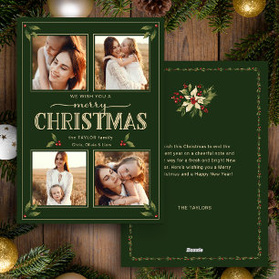 Eleganter Vintage-Weihnachtsstil 4-Foto Feiertagskarte