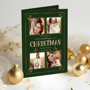 Eleganter Vintage-Weihnachtsstil 4-Foto Feiertagskarte