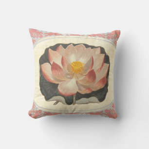 Eleganter Vintage-Yoga-Lotusblüten-Pfirsich-Damask Kissen
