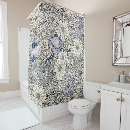 Eleganter Vintager Abstrakter Blumenhintergrund | Duschvorhang (Beispiel)