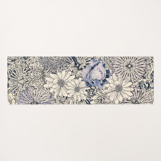 Eleganter Vintager Abstrakter Blumenhintergrund | Yogamatte (Rückseite (Horizontal))