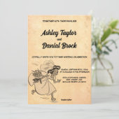 Eleganter Vintager alter Stil Rustikaler 50er Retr Einladung (Stehend Vorderseite)