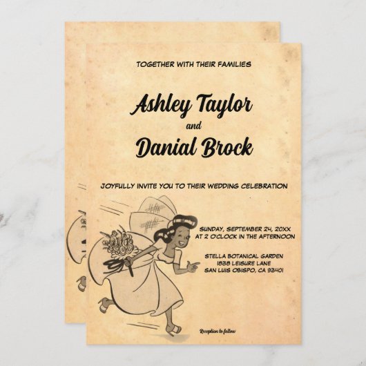 Eleganter Vintager alter Stil Rustikaler 50er Retr Einladung (Vorne/Hinten)