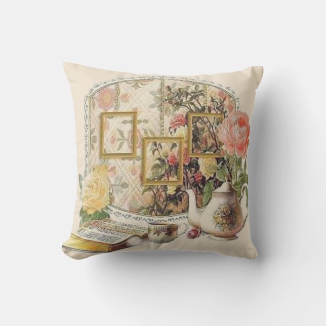 Eleganter Vintager antiker viktorianischer Kissen (Vorderseite)