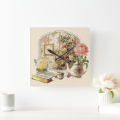 Eleganter Vintager antiker Viktorianischer Teesalo Quadratische Wanduhr (Zuhause)