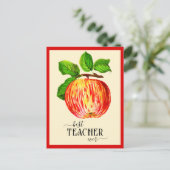 Eleganter Vintager Apple Bester Lehrer je Postkarte (Stehend Vorderseite)