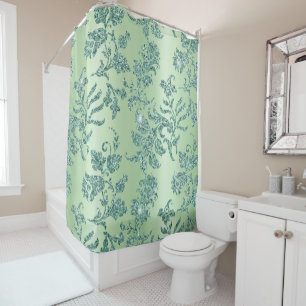 Eleganter Vintager Aquamariner Blütenakzent Duschvorhang