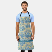 Eleganter Vintager, aquamariner Jouy Schürze (Getragen)