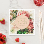 Eleganter Vintager Aquarellblumen 70. Geburtstag Serviette (Beispiel)