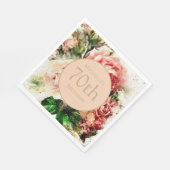 Eleganter Vintager Aquarellblumen 70. Geburtstag Serviette (Ecke)