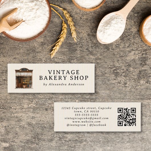 Eleganter Vintager Bäckereiladen Mini Visitenkarte