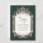 Eleganter Vintager Barock Viktorianisch Emerald n Einladung (Vorderseite)