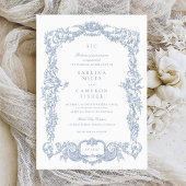 Eleganter Vintager Barockblauer Rahmen Hochzeit Einladung