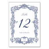 Eleganter Vintager barocker Blumenrahmen Navy Blue Tischnummer (Vorderseite)