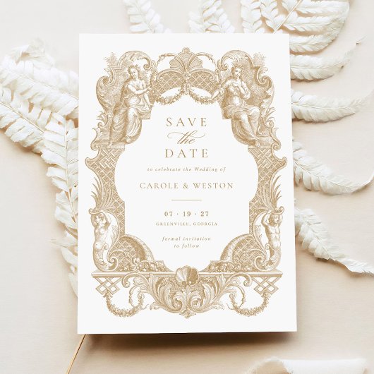 Eleganter Vintager Barockfloralhochzeittag Rett Einladung