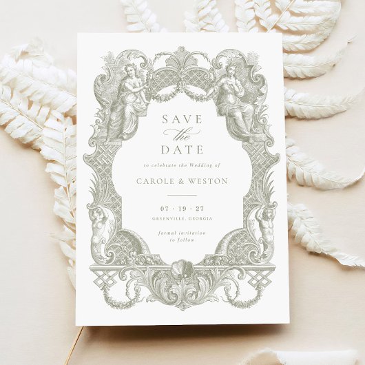 Eleganter Vintager Barockfloralhochzeittag Rett Einladung