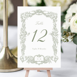 Eleganter Vintager Barockrahmen grün Tischnummer