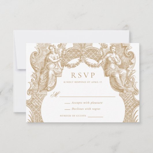 Eleganter Vintager Barockrahmen Hochzeit RSVP Einladung (Vorderseite)