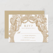 Eleganter Vintager Barockrahmen Hochzeit RSVP Einladung (Vorne/Hinten)