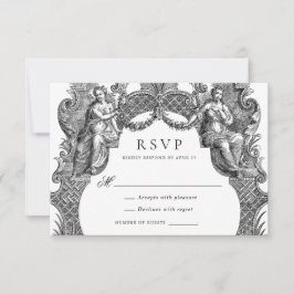 Eleganter Vintager Barockrahmen Hochzeit RSVP Einladung