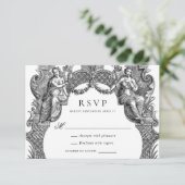 Eleganter Vintager Barockrahmen Hochzeit RSVP Einladung (Stehend Vorderseite)