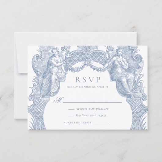 Eleganter Vintager Barockrahmen Hochzeit RSVP Einladung (Vorderseite)