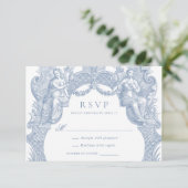 Eleganter Vintager Barockrahmen Hochzeit RSVP Einladung (Stehend Vorderseite)