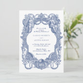 Eleganter Vintager Barockstil Einladung (Stehend Vorderseite)