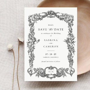 Eleganter Vintager Barockturm Save the Date Einladung