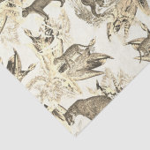 Eleganter Vintager Beige Wilde Katzen Dschungel Seidenpapier (Detail)