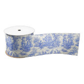 Eleganter Vintager Blauer Jouy Satinband (Spule)