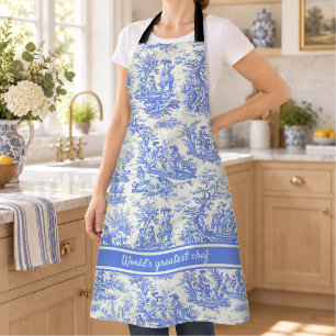 Eleganter Vintager Blauer Jouy Schürze