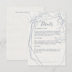 Eleganter Vintager blauer Rahmen Linen Wedding Begleitkarte