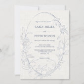 Eleganter Vintager blauer Rahmen | Linen Wedding Einladung (Vorderseite)