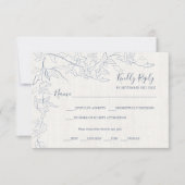 Eleganter Vintager blauer Rahmen | Linen Wedding RSVP Karte (Vorderseite)