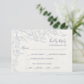 Eleganter Vintager blauer Rahmen | Linen Wedding RSVP Karte (Stehend Vorderseite)