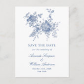 Eleganter Vintager Blue French Garden Postkarte (Vorderseite)