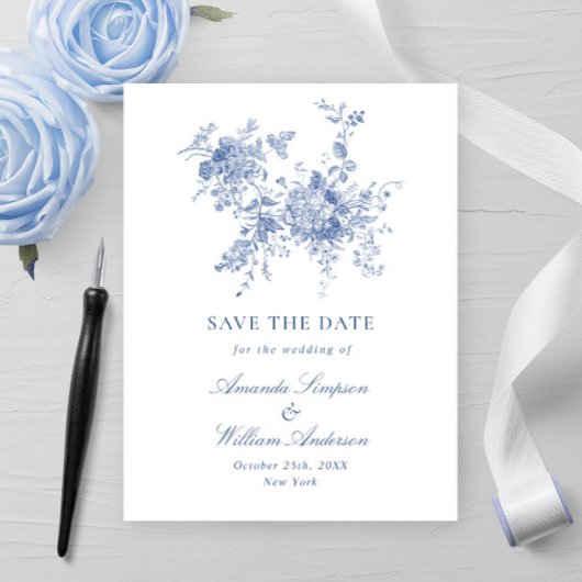 Eleganter Vintager Blue French Garden Postkarte