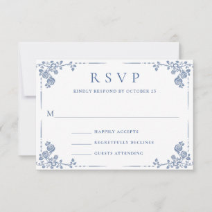 Eleganter Vintager Blue French Garden RSVP Karte