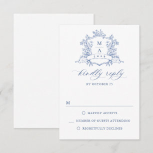Eleganter Vintager Blue French Garden RSVP Karte