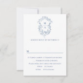Eleganter Vintager Blue French Garden RSVP Karte (Vorderseite)