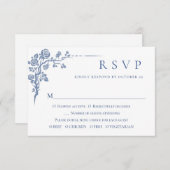 Eleganter Vintager Blue French Garden RSVP Karte (Vorne/Hinten)