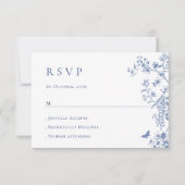 Eleganter Vintager Blue French Garden RSVP Karte (Vorderseite)
