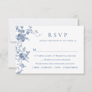 Eleganter Vintager Blue French Garden RSVP Karte