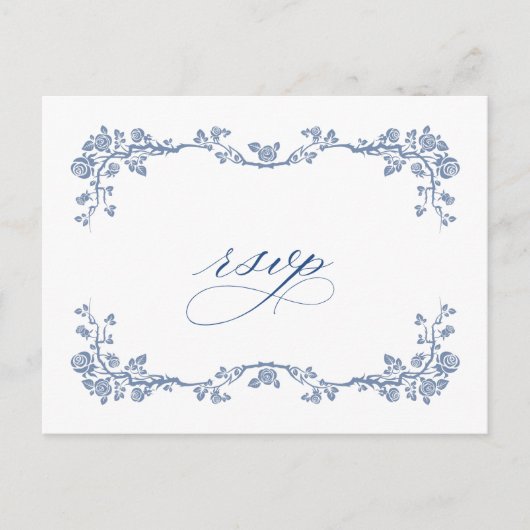 Eleganter Vintager Blue French Garden Wedding UAWG Postkarte (Vorderseite)